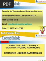 Contabilidade - Aspectos Qualitativos e Quantitativos Do Patrimonio - Aula 03 Prof Claudio