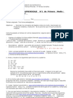 "Repaso de Algebra": Guia de Aprendizaje N°1 de Primero Medio