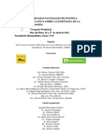 I Jornadas Nacionales de Política Educativa Sobre La Enseñanza de La Filosofía