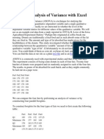 One-Way Analysis of Variance With Excel: Text File Excel Spreadsheet