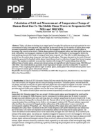 Calculation of SAR and Measurement of Temperature Change of