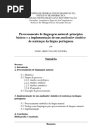 Processamento de Linguagem Natural Principios Básicos e A Implementacao de Um Analisador Sintático de Sentenças Da Lingua