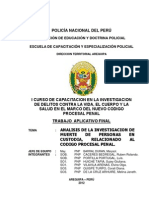 Analisis de Investigacion de Muerte de Personas en Custodia, Relacionado Al Codigo Procesal Penal