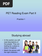 PET Reading Exam Part II: Practice 1