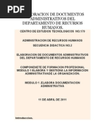 Elaboracion de Documentos Administrativos Del Departamento de Recursos Humanos