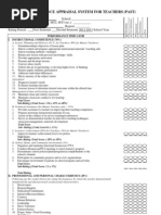 Performance Appraisal System For Teachers (Past) Form