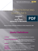 Compiled by Study Skills University of Winchester: Quick Route To The Reference List