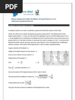 Physics Assignment Help - Oscillation of Liquid Column in A U