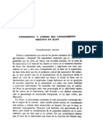 Rabade. Experiencia y Límites Del Conocimiento Objetivo en Kant