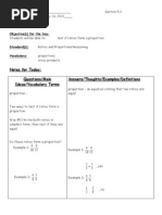 Notes For Today: Questions/Main Ideas/Vocabulary Terms Answers/Thoughts/Examples/Definitions