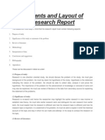 Contents and Layout of Research Report