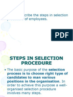 Steps in Selection Procedure