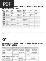 January 2-8, 2012 FREE FITNESS CLASS WEEK Apple Creek Ymca