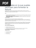 Actividades en La Que Puedes Participar para Fomentar La Lectura