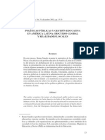 Politicas Publicas y Gestion Educativa en America Latina. Discurso Global y Realidades Locales - BENNO SANDER 2002 Revista Pensamiento Educativo