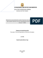 NIVEL DE CONOCIMIENTO SOBRE FACTORES DE RIESGO DEL CANCER DEL CUELLO UTERINO EN LOS ESTUDIANTES DEL COLEGIO"TUPAC AMARU" DEL DISTRITO DE VILLA MARIA DEL TRIUNFO Noviembre-Diciembre 2008