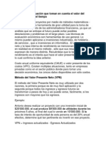 Métodos de Evaluación Que Toman en Cuenta El Valor Del Dinero A Través Del Tiempo