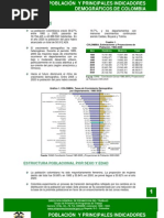 Poblacion y Principales Indicadores Demograficos de Colombia