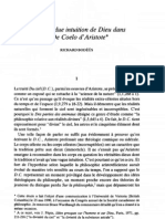 Richard Bodéüs, La Prétendue Intuition de Dieu Dans Le de Coelo D'aristote