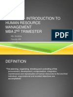 Module 1 - Introduction To Human Resource Management