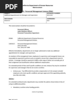 California Department of Human Resources Additional Appointments Memo