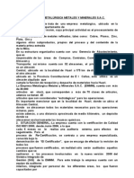 Caso Empresa Metalurgica, Metales y Minerales