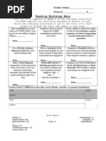 Reading Workshop Menu