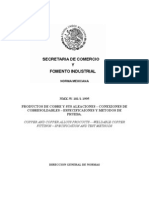 Norma Oficial Mexicana Nmx-w-101!1!1995 Productos de Cobre y Sus Aleaciones - Conexiones Cobresoldables-Especificaciones y Metodos de Prueba