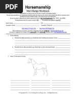 Horsemanship Merit Badge Worksheet