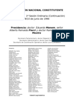 Reforma Constitucional de 1994. Argentina. Debate Del 9 de Junio de 1994