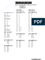 Answer Key: 13 VXY (Date: 12-02-2012) Review Test-7 Paper-1