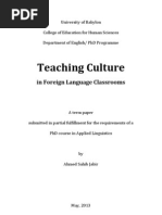 The Importance of Teaching Culture in EFL Classrooms