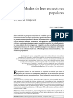 Modos de Leer en Sectores Populares. Un Caso de Recepción PDF