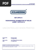 NDT-OPR-011-31 Rad of Welds ASME V Article 2