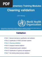 Cleaning Validation: WHO Supplementary Training Modules