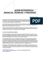 Planificacion Estrategica. Modelos Tecnicas y Procesos