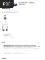 Model BPS-09: Back Pressure-Reducing Valve