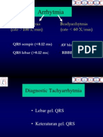 Arrhytmia: Tachyarrhythmia (Rate 100 X/min) Bradyarrhytmia (Rate 60 X/min)
