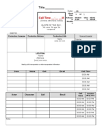 Simple Call Sheet