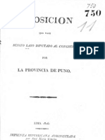 Benito Laso. Esposición Que Hace Benito Laso Diputado Al Congreso Por La Provincia de Puno. Lima, 1826.