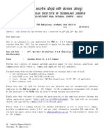 PHD Call Letter