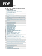 Taxable Services Service Tax Profiles (In Alphabetical Order)