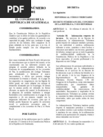 Dto. Nro. 29-2001 Reformas Al Código Tributario