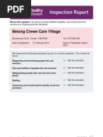 Belong Crewe Care Village Inspection Report March 2013