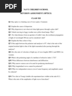 Quality Questions On Ray and Wave Optics