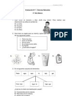 Evaluacion N°1 Ciencias para 4° Año (F)