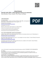 Benchmarking: An International Journal: Emerald Article: Kpis: A Critical Appraisal of Their Use in Construction