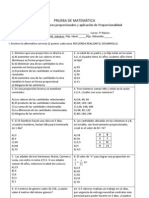 PRUEBA DE MATEMÁTICA Razones y Proporciones