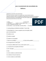 Questionario para o Levantamento Das Necessidades Das Mulheres