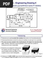 ME 114 - Engineering Drawing II: Fits, Tolerances and Surface Quality Marks